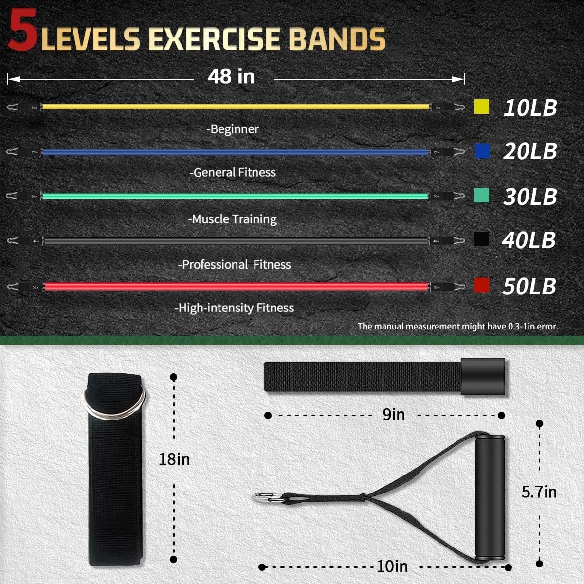 VEICK Resistance Bands, Exercise Bands, Workout Bands Set for Working Out with Handles for Men Women, Elastic Exercising Bands for Fitness Weights Work Out at Home Gym - Image 4